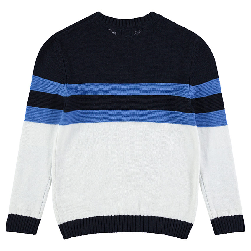 Júnior - Jersey de punto de fantasía con bandas que contrastane inscripciones 