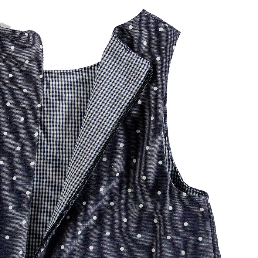 Vestido sin mangas con lunares all over y cuadros de Vichy 