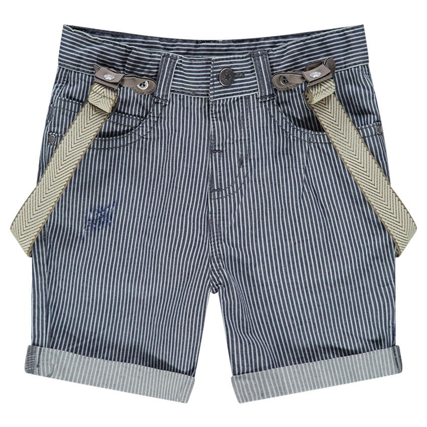 Bermudas de sarga con rayas y tirantes desmontables 