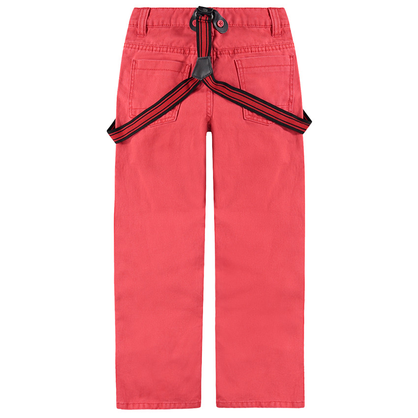 Pantalón de algodón sobreteñido con tirantes desmontables y ajustables 