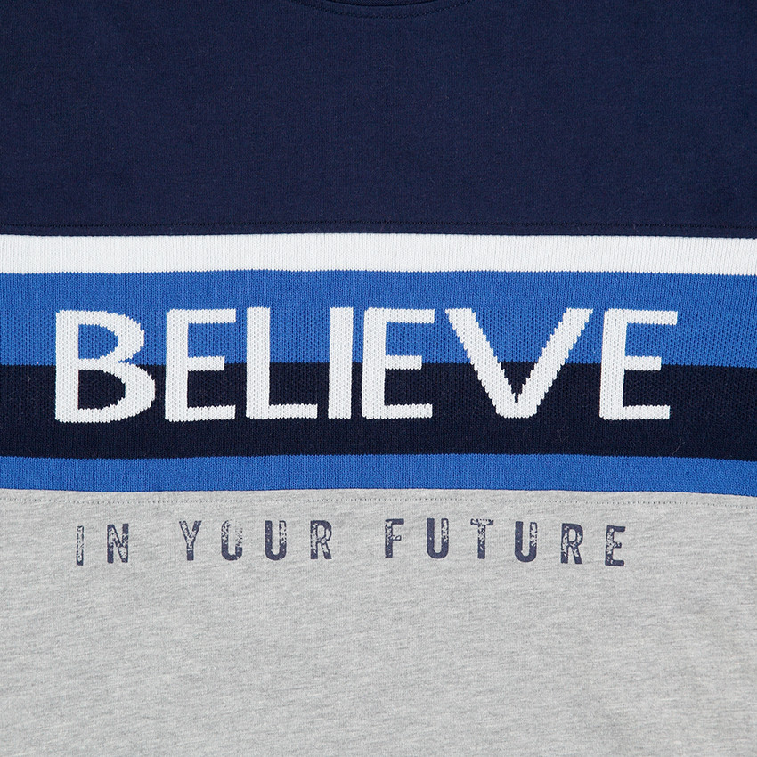 Júnior - Camiseta larga de punto con inscripción de jacquard en la parte delantera 