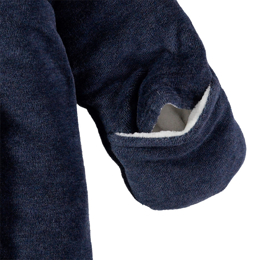 Mono de terciopelo con capucha y bordados Smiley 