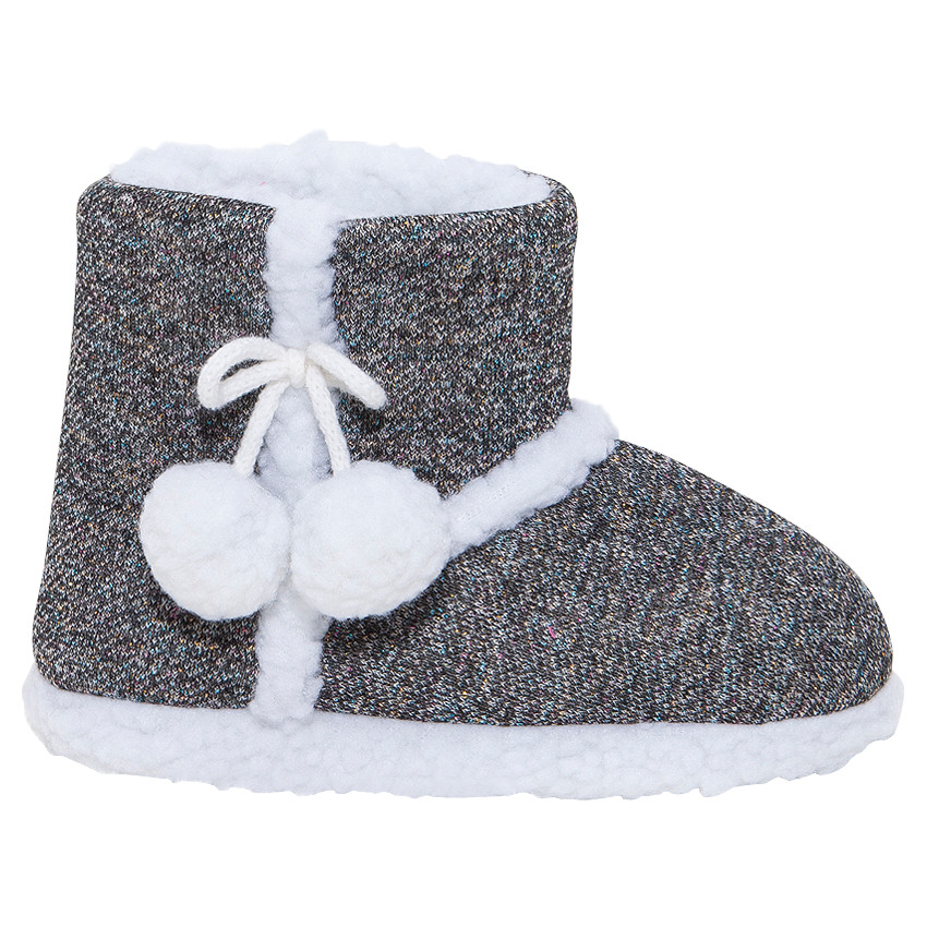 Zapatillas en forma de botines de punto con pompones 