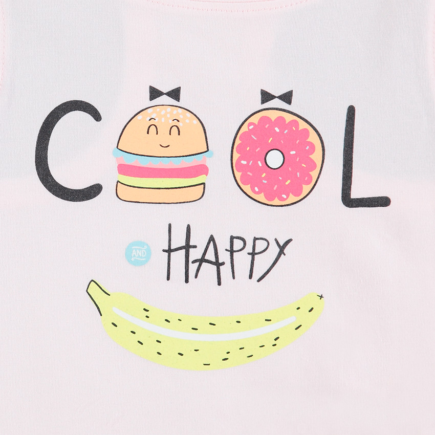 Camiseta de algodón sin mangas con estampado de fantasía por delante 