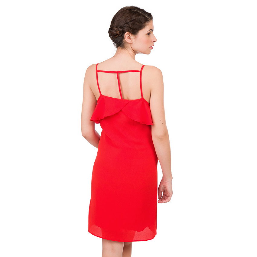 Vestido de embarazo con volantes y tirantes de fantasía 