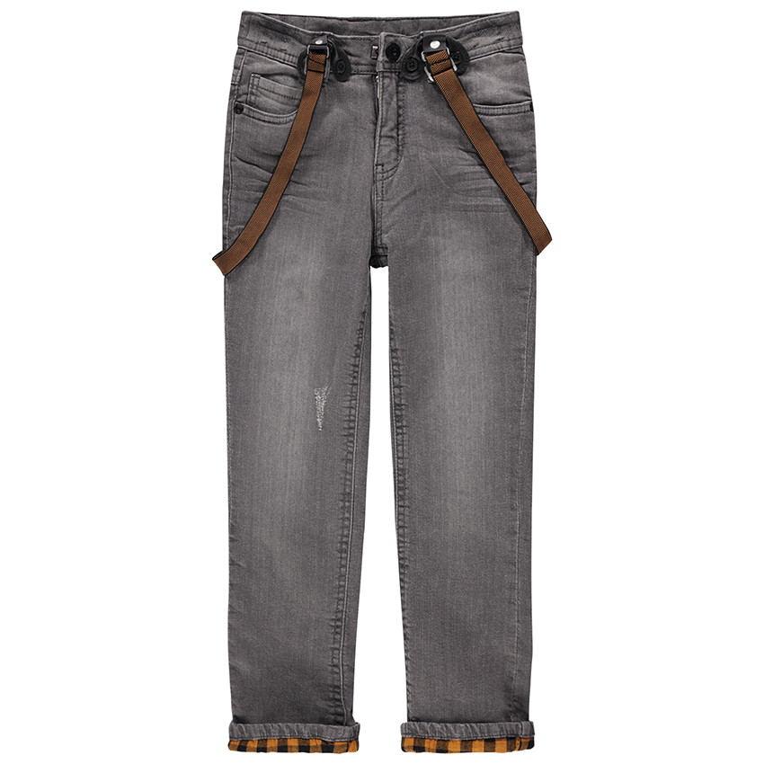 Vaqueros con tirantes y efecto arrugado 