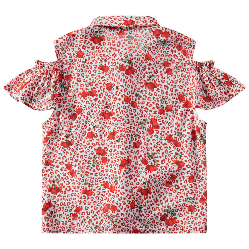Camisa con hombros calados y estampoado de leopardo con cerezas all over  Additional Camisa con hombros calados y estampoado de leopardo con cerezas all over