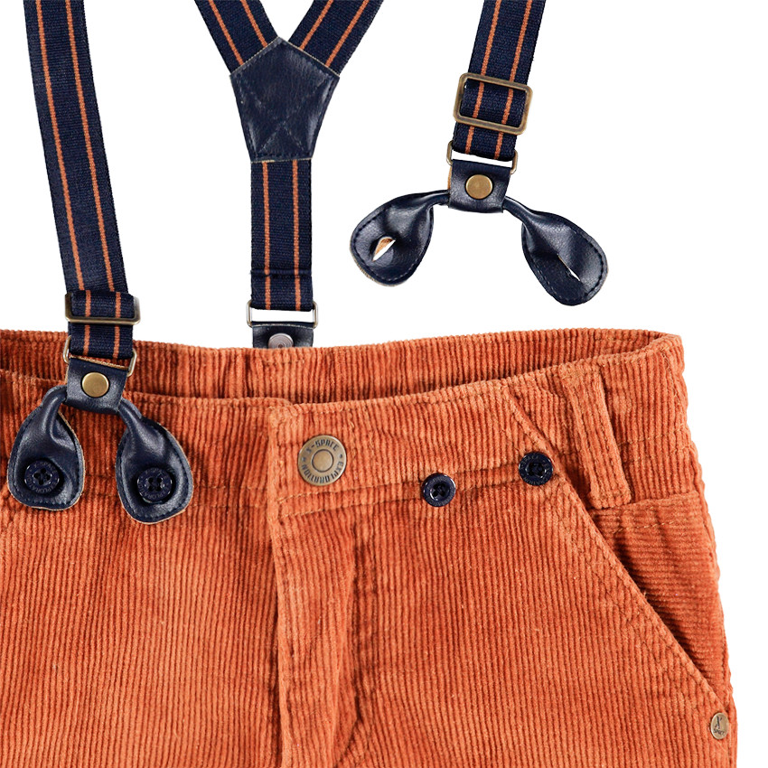 Pantalón de pana fina con tirantes elásticos desmontables 