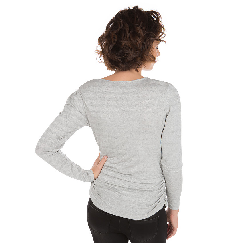 Camiseta de manga larga a rayas en jacquard 