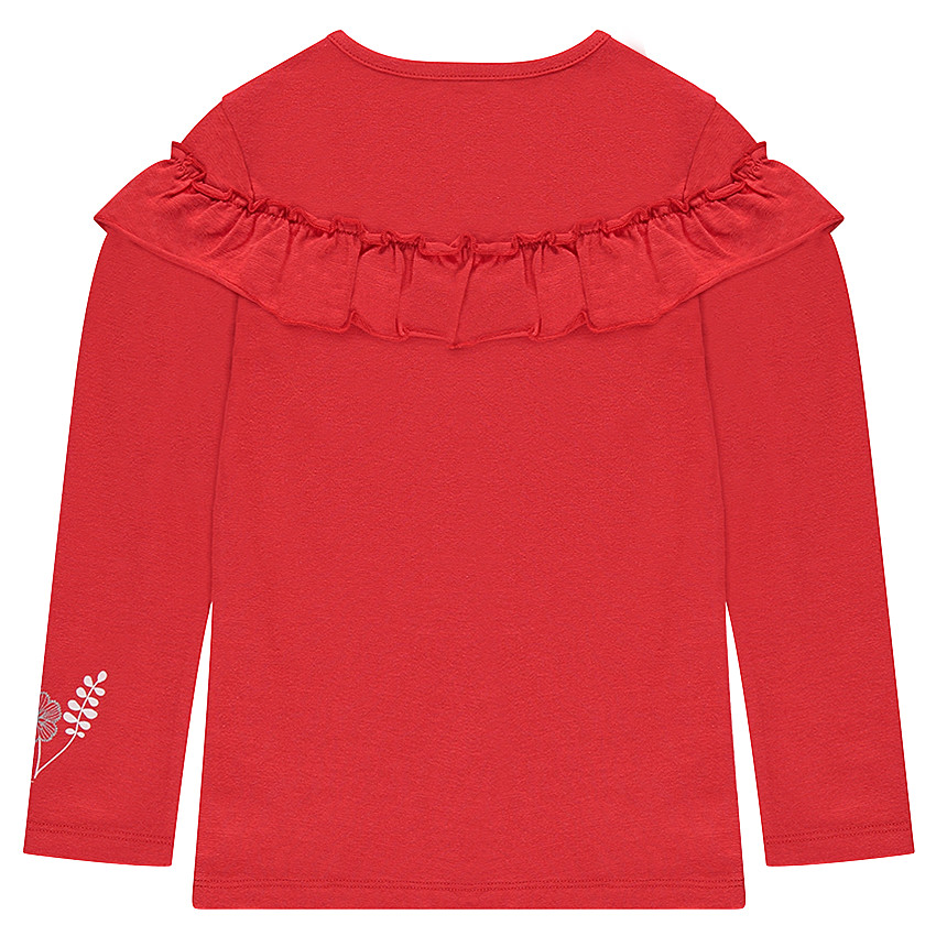 Camiseta de punto de manga larga con volante y estampados plateados 