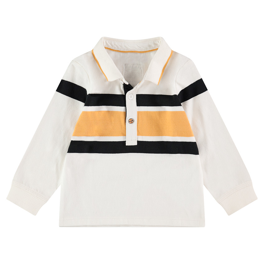 Polo de manga larga con bandas en contraste 