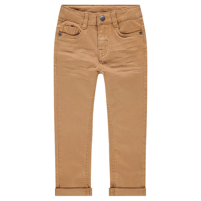 Pantalón con efecto arrugado y bolsillos con inscripción de relieve 