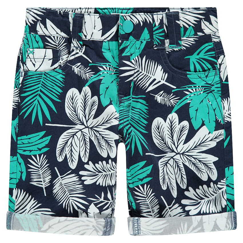 Bermudas de algodón con estampado vegetal all-over 