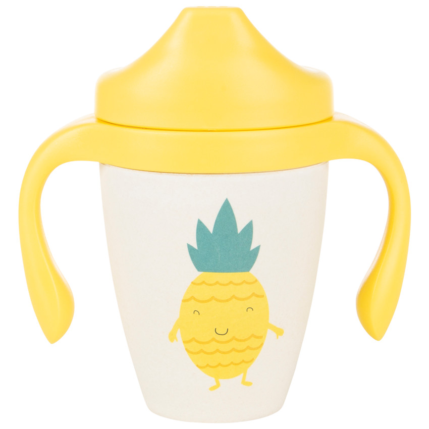 Vaso de aprentizaje con boquilla de bamboo Cool Fruits - Piña 