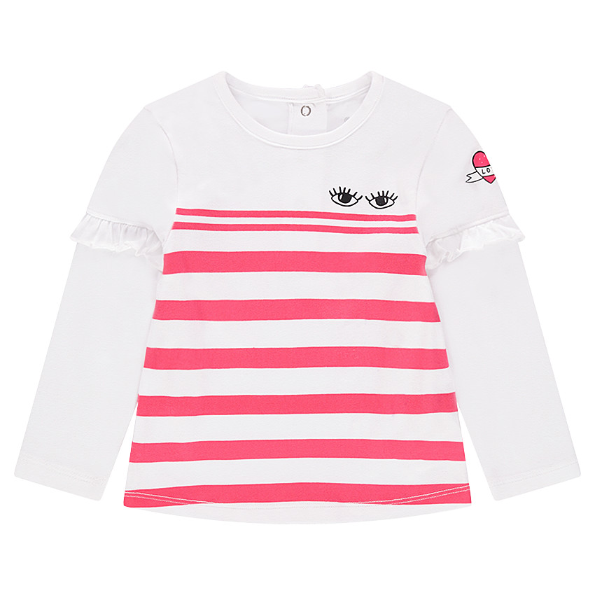 Camiseta de manga larga con punto de rayas y volante en las mangas  Additional Camiseta de manga larga con punto de rayas y volante en las mangas