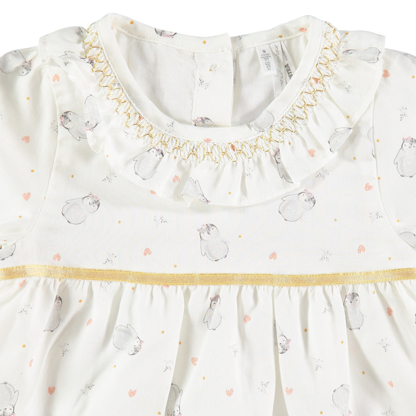 Conjunto de túnica con pingüinos all-over y pantalón de canalé con bolsillos 