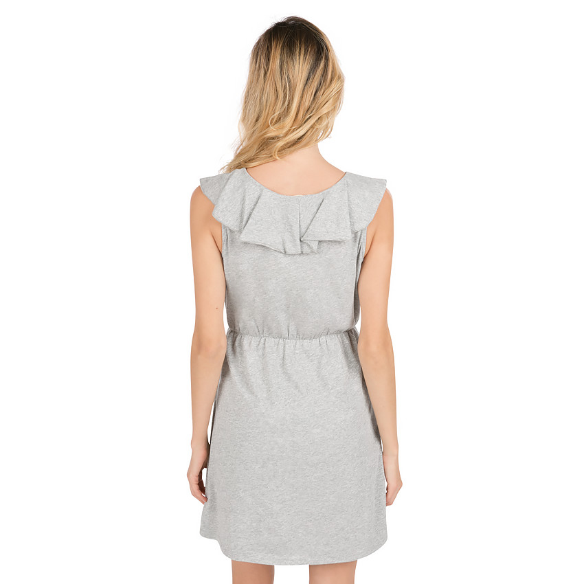 Vestido de premamá de punto jaspeado con cuello con volantes 