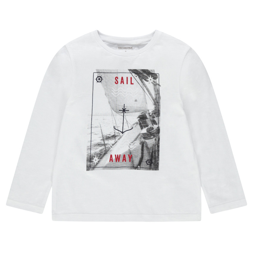 Camiseta de punto de manga larga con estampado de fantasía 