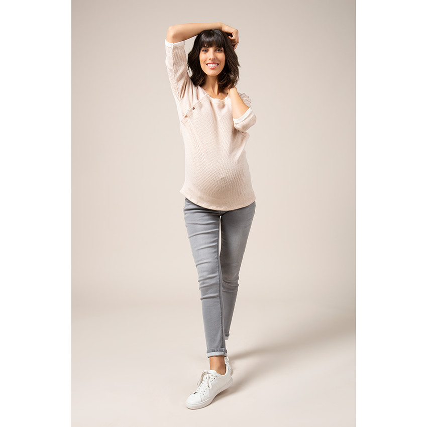 Sudadera de premamá de punto de fantasía con botones por delante 