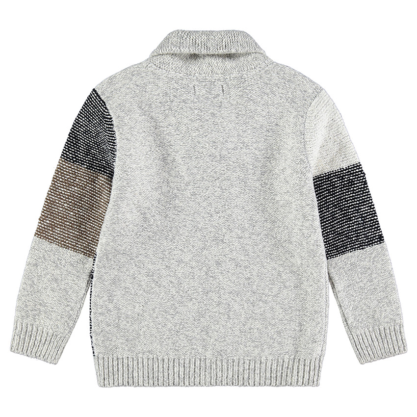 Jersey de punto con cuadros de jácquard y cuello con cremallera 