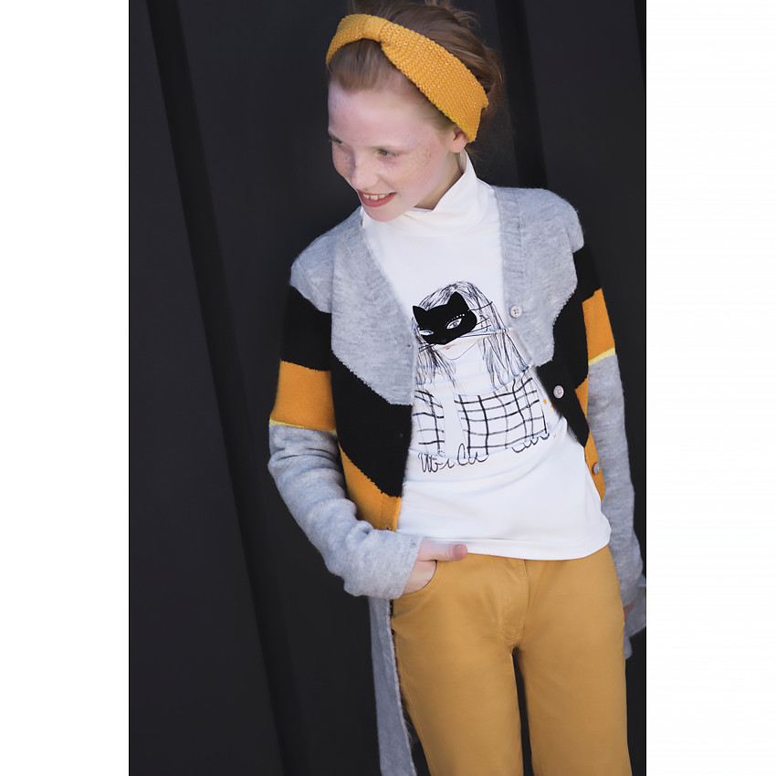 Júnior - Camiseta de punto con cuello alto y estampado de cara enmascarada 