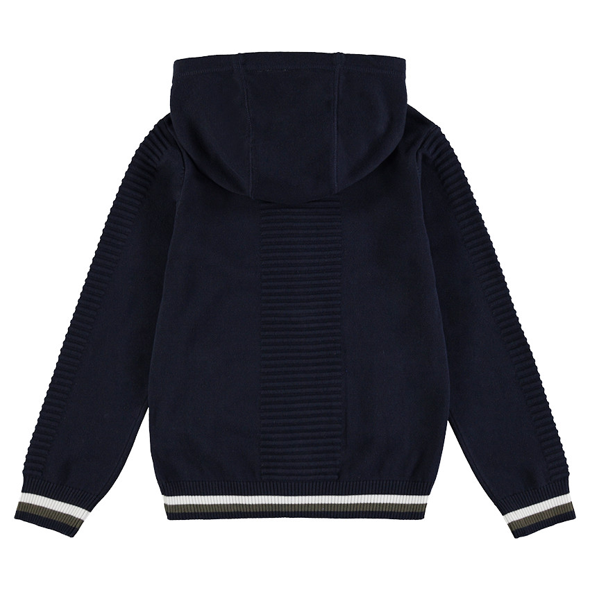 Júnior - Chaqueta con capucha de punto con bandas e inscripciones de jacquard 