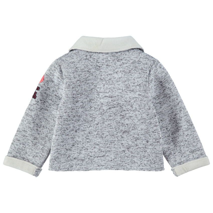 Chaqueta jaspeada con cuello con muescas e inscripciones cosidas con bolsillos con cremallera  Additional Chaqueta jaspeada con cuello con muescas e inscripciones cosidas con bolsillos con cremallera