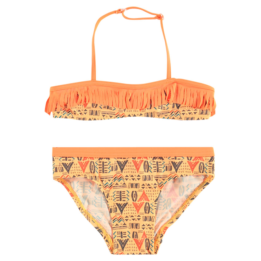 Bañador de 2 piezas con flecos y estampado étnico 