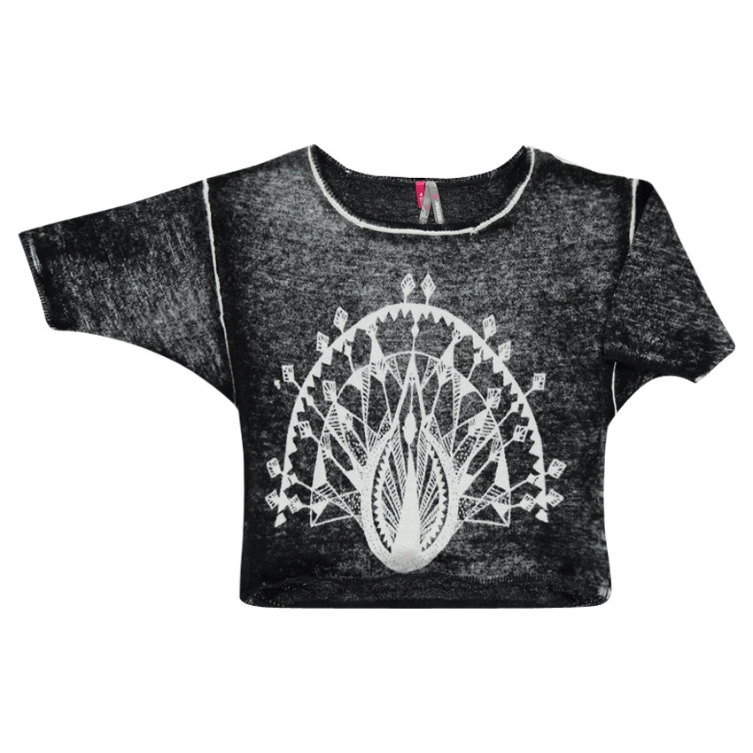 Jersey grande con efecto desteñido y estampado de fantasía 
