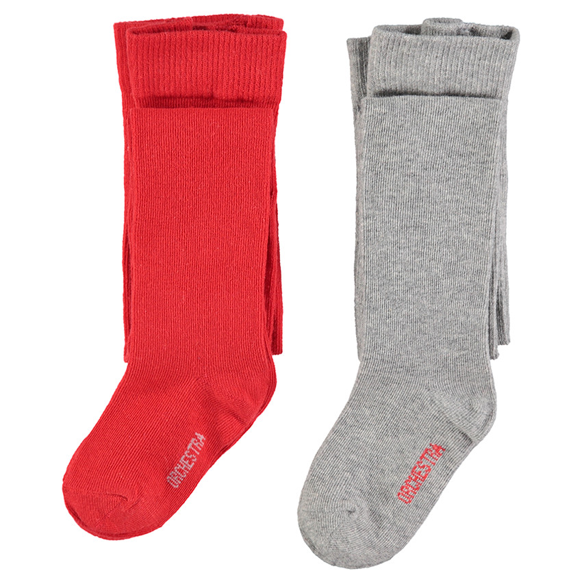 Pack de 2 medias gruesas rojas/gris jaspeado 