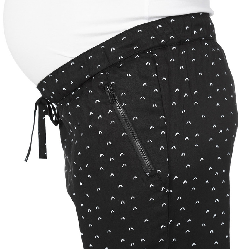 Pantalón de premamá con microestampados y bolsillos con cremallera 