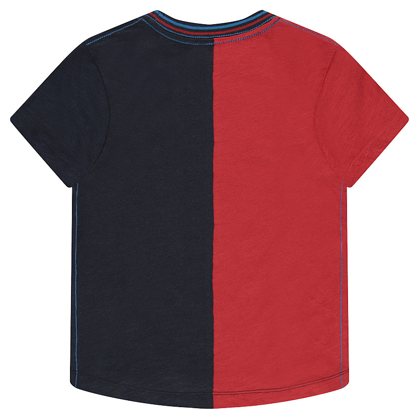 Camiseta de manga corta bicolor con estampado de fantasía 