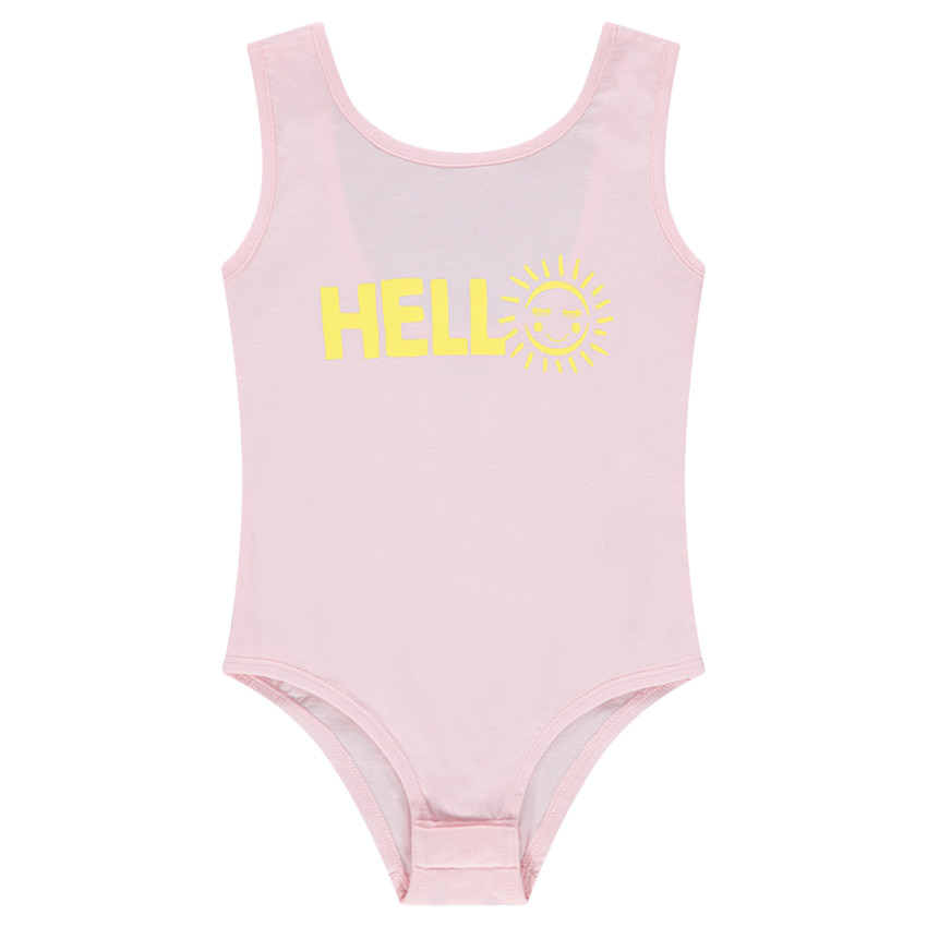 Body de algodón liso con mensaje estampado en la parte delantera 