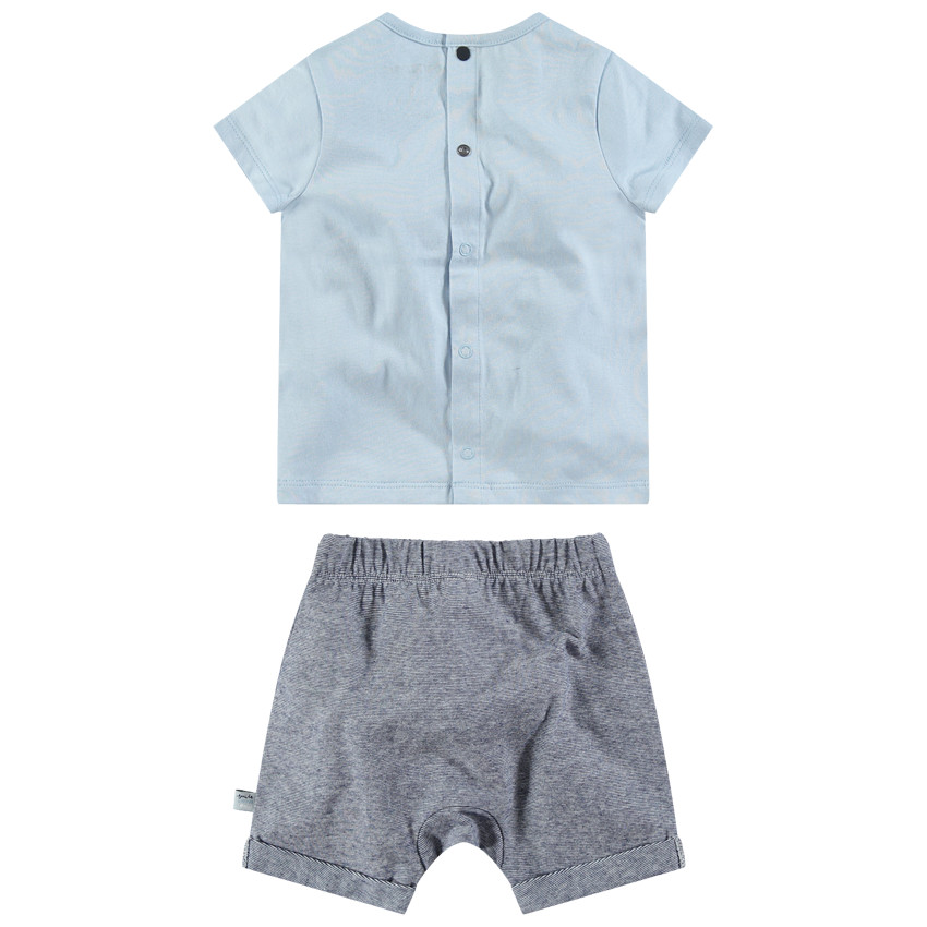 Conjunto con camiseta con elefante estampado y pantalón jaspeado 