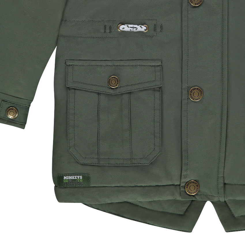 Parka de sarga con capucha desmontable forrada de sherpa 