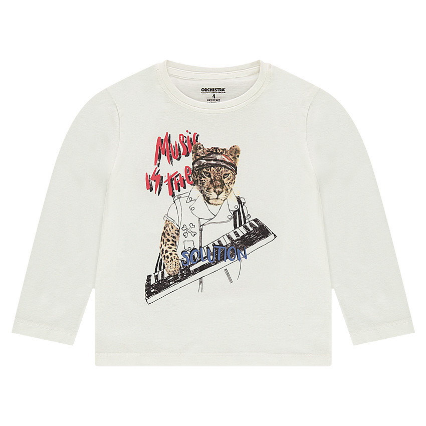 Camiseta de punto de manga larga con estampado de fantasía 