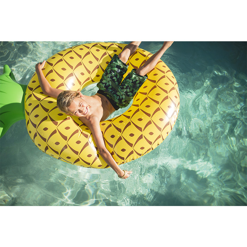 Júnior - Bermudas de baño con estampado vegetal y rayas 