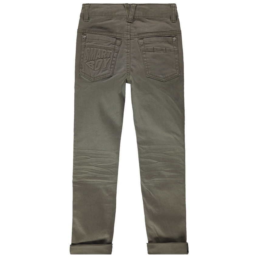 Pantalón de sarga sobreteñida con bolsillo de fantasía en la parte trasera 