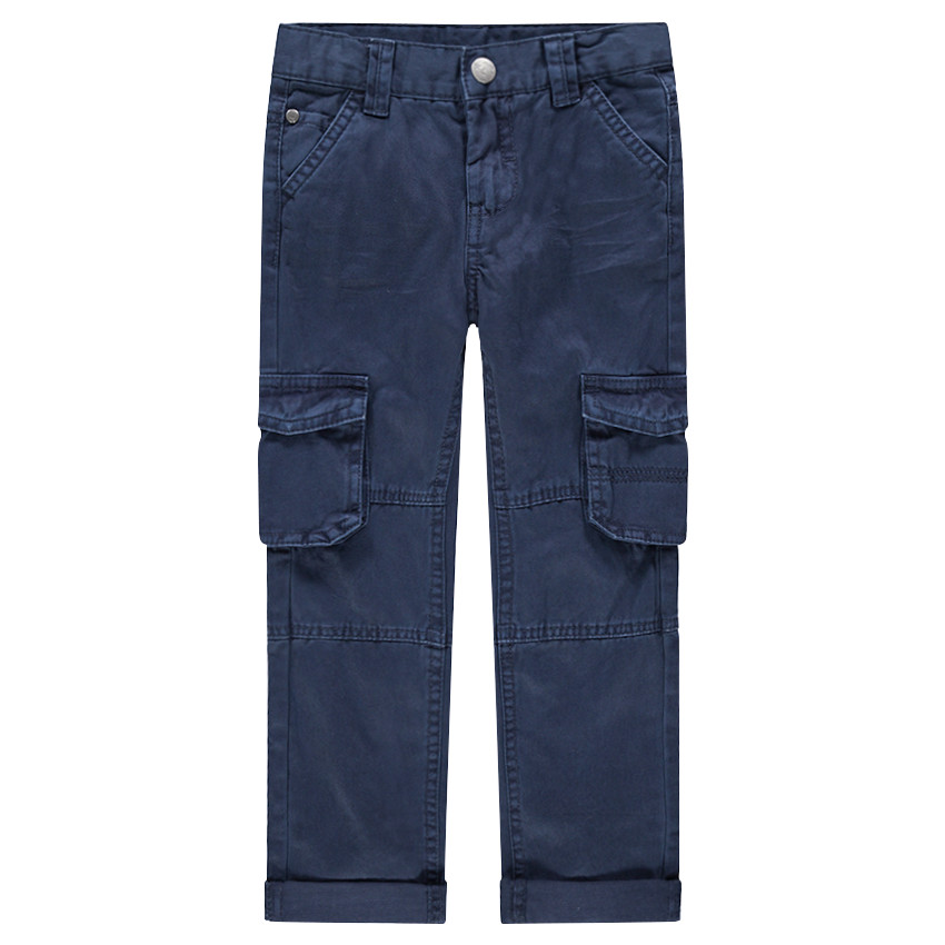 Pantalón de algodón teñido con amplios bolsillos con solapa 