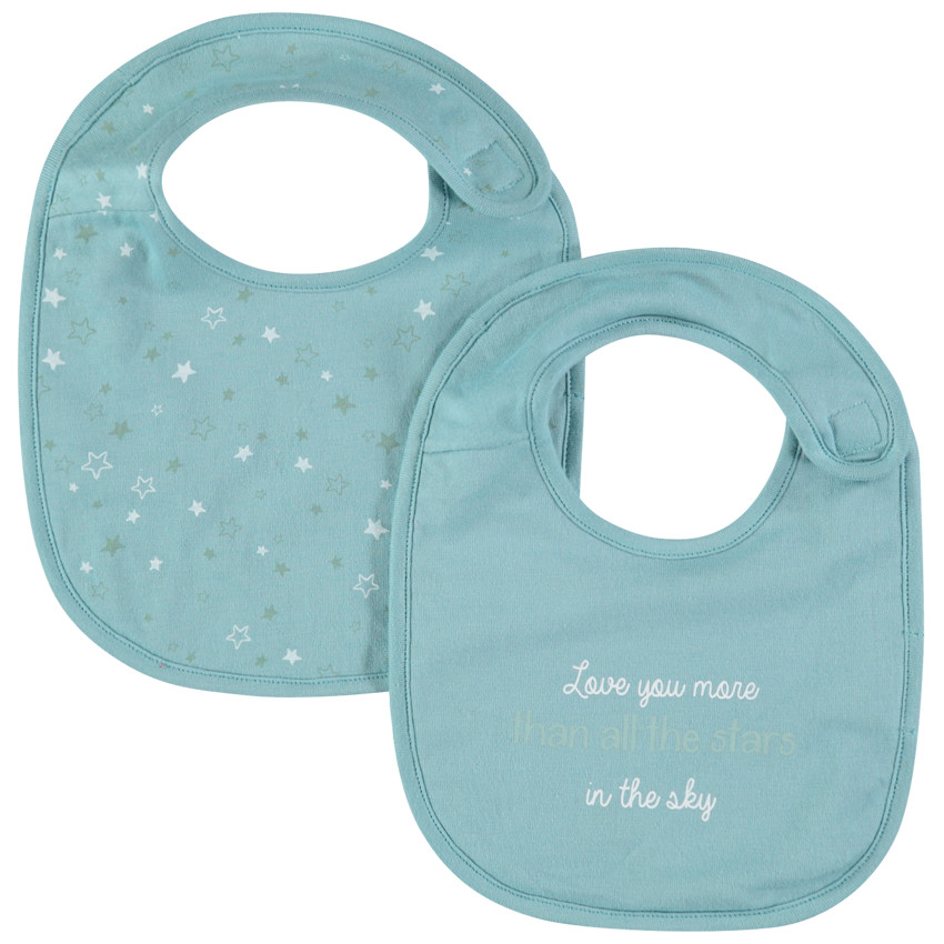 Lote de 2 baberos à message et étoiles printés 