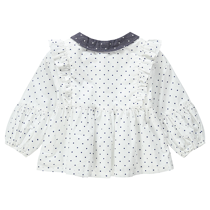 Camisa de manga larga con lunares all over y cuello babero 