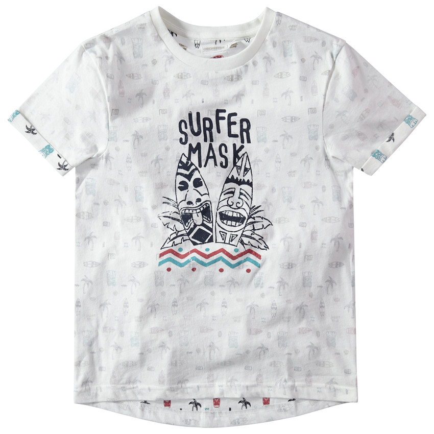 Júnior - Camiseta de manga de punto con estampado tribal en el reverso 