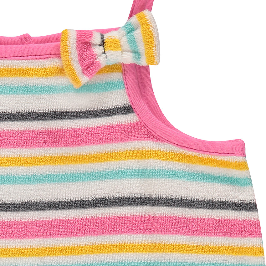 Combishort en coton éponge à rayures contrastées 