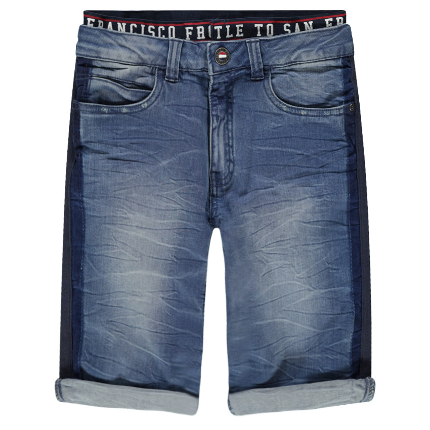 Junior - Bermudas vaqueras de efecto desgastado y arrugado con doble cintura 