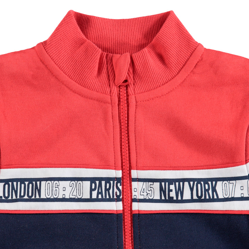 Chándal bicolor con chaqueta con cremallera y pantalón de felpa liso 