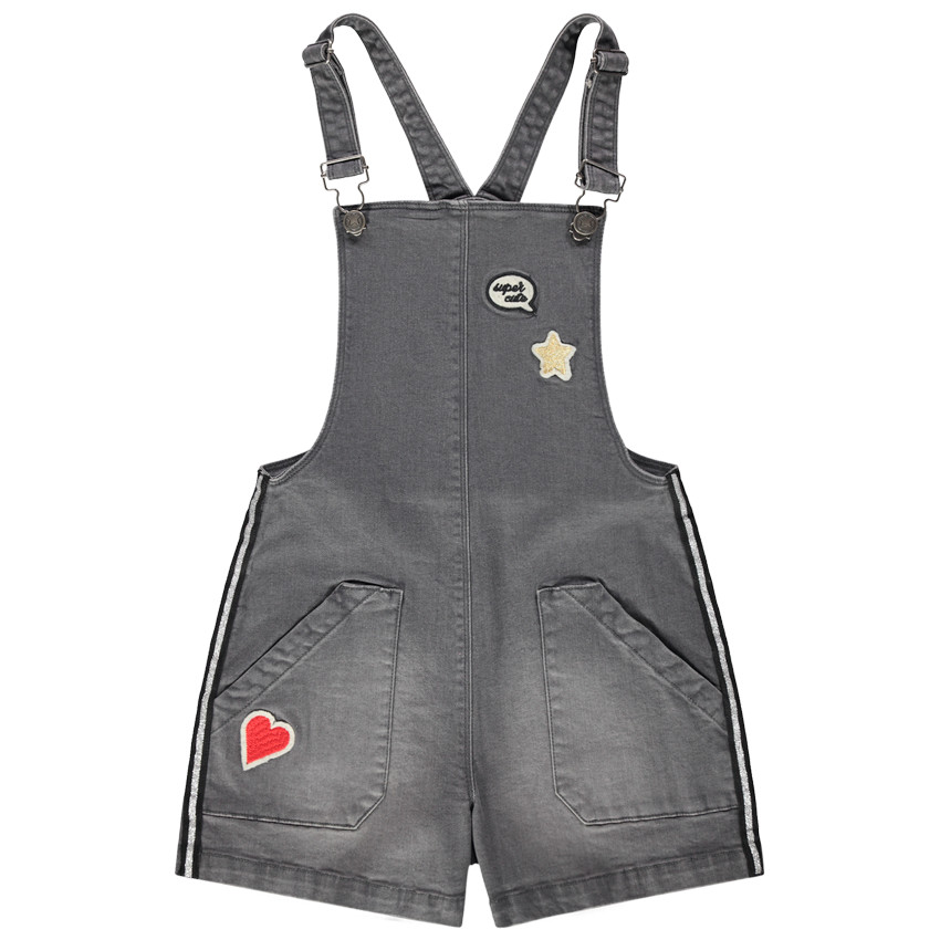 Júnior - Vestido vaquero con efecto desgastado con parches y bandas plateadas  Additional Júnior - Vestido vaquero con efecto desgastado con parches y bandas plateadas