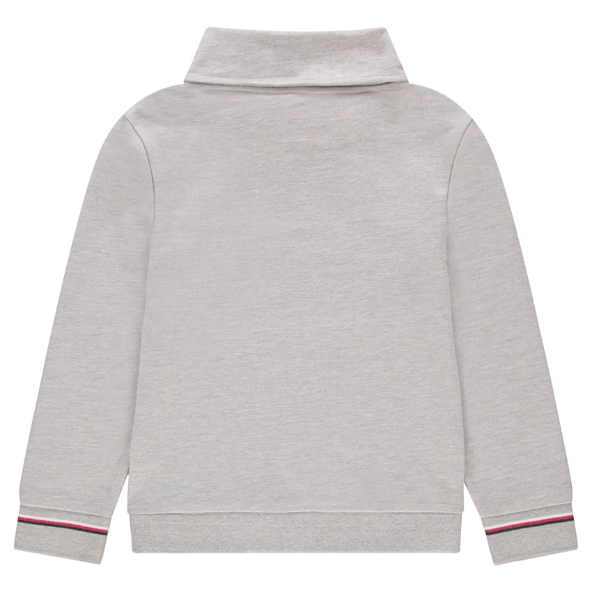 Júnior - Sudadera de felpa gris jaspeado con bandas en contraste y mensaje 