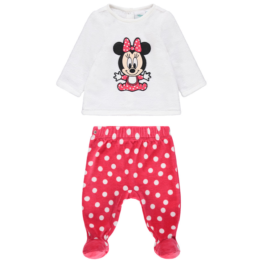 Pijama de terciopelo con bordados Minnie Disney con lunares 
