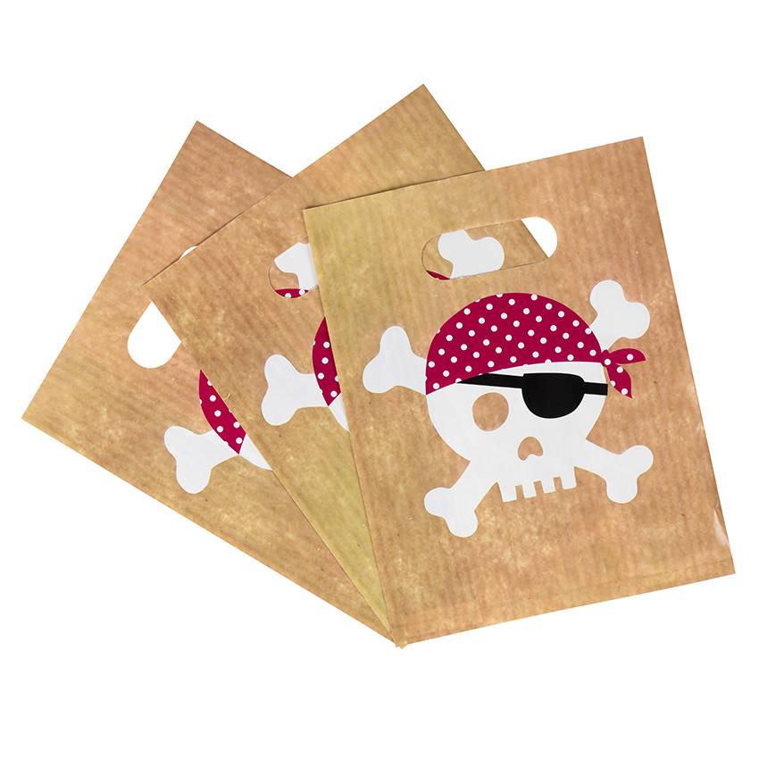 x 10 bolsas para caramelos de cumpleaños Pirata 