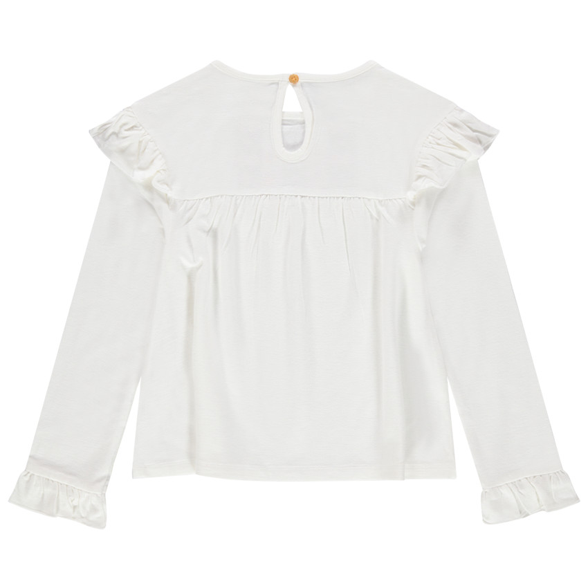 Blouse en coton à broderies style ethnique et pompons 